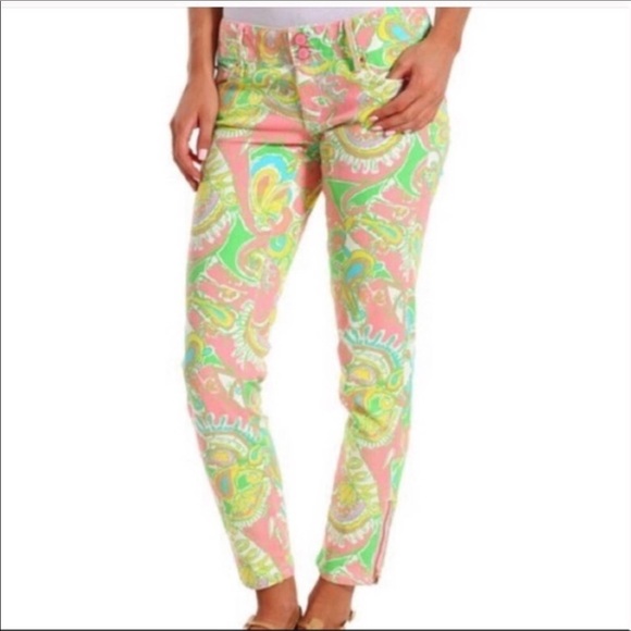 LILLY PULITZER “WORTH” SKINNY JEANS W/ ANKLE ZIPPERS - Picture 4 of 13
